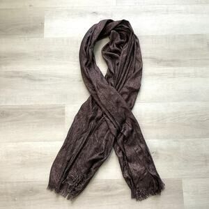 Womens Fringed Rectangle Scarf Shimmery Gold Black 82 x 40